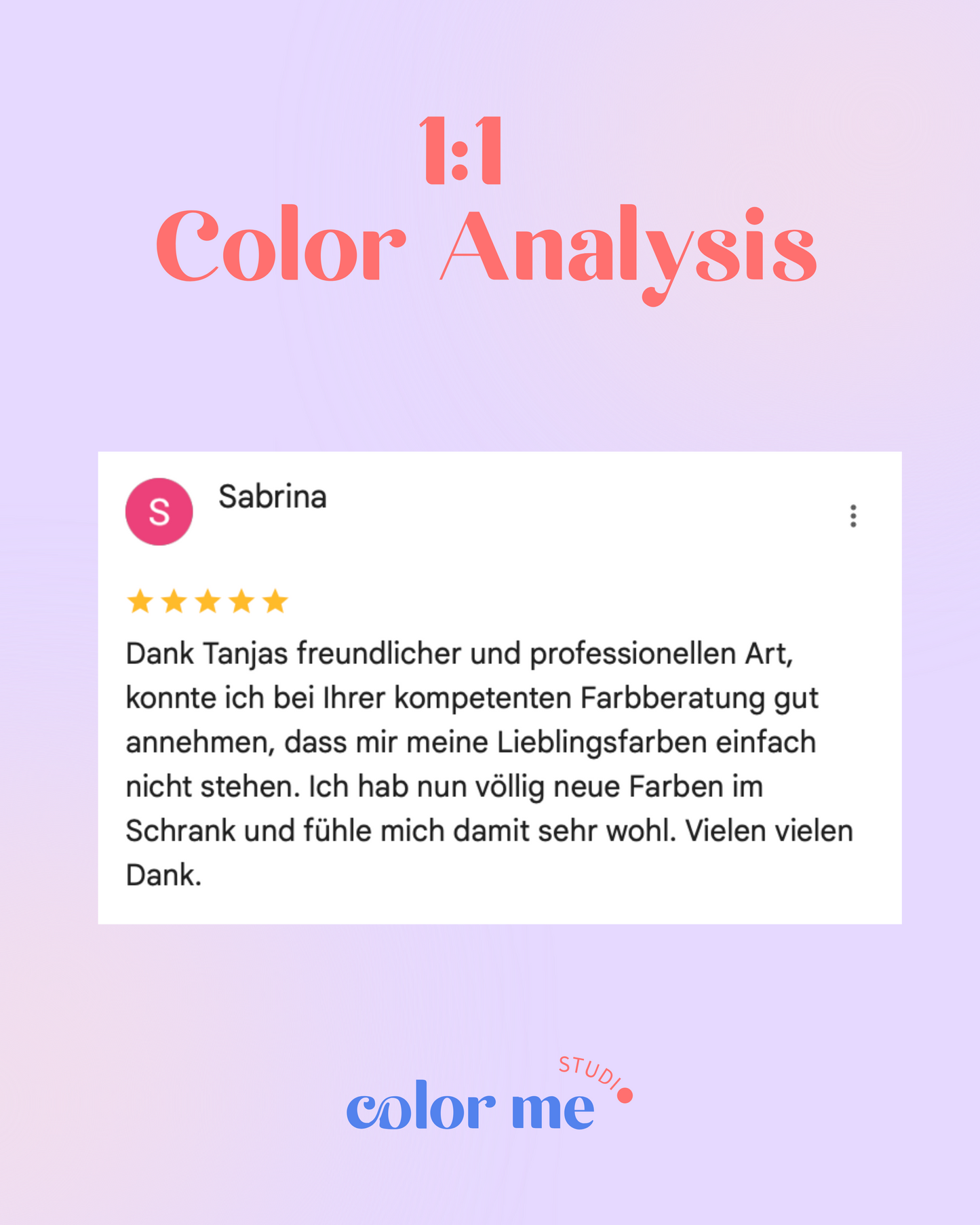 1:1 Color Analysis / 2 Pers. (p.P. 309 CHF)