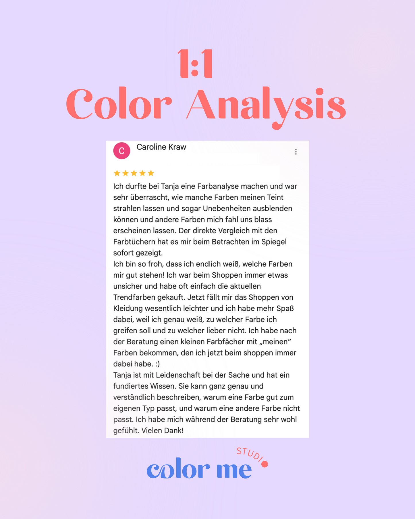 1:1 Color Analysis / 2 Pers. (p.P. 309 CHF)